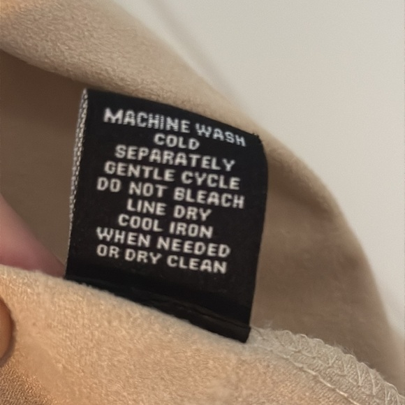 Premise Tan Faux Leather Open Front Drape Jacket Chic Hippie Vibe Size Small - Picture 8 of 8